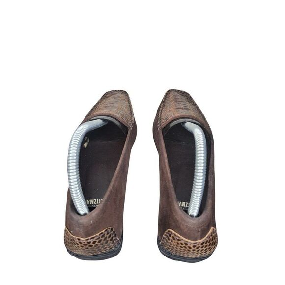 Stuart Weitzman Loafers Women Sz 8M Brown Leather Designer Animal Print Workwear - Picture 4 of 6